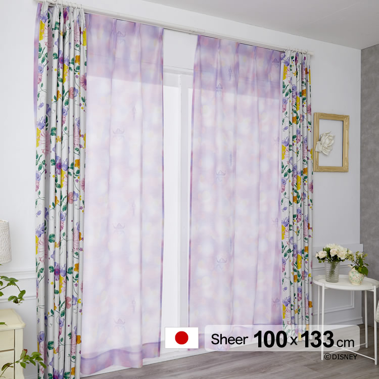 日本製 ディズニー カーテン プリンセス/シーザライト ボイル (PRINCESS/See the light voile) 幅100×丈133cm ウォッシャブル メーカー直送返品交換・代引不可商品 Disney Sheer シアー ※1枚入り