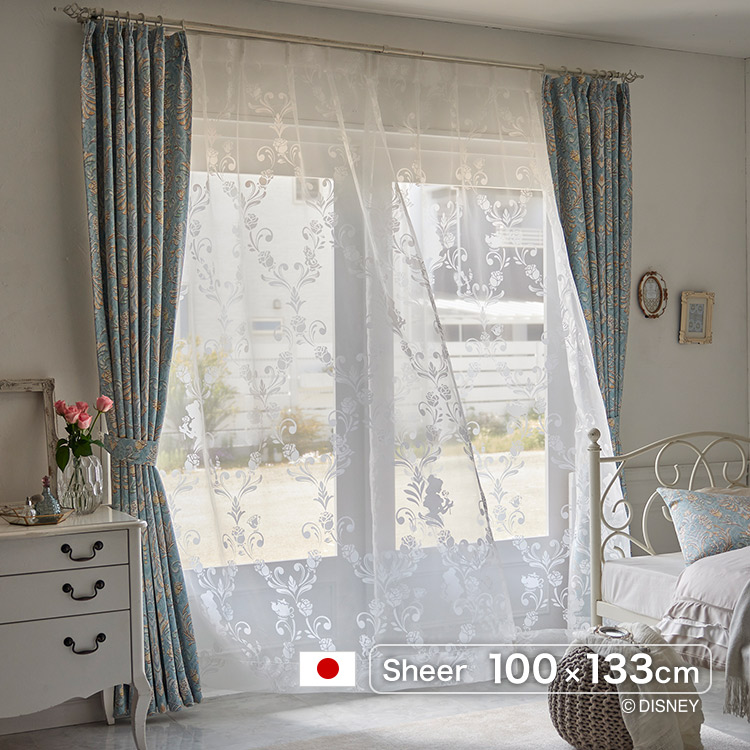 日本製 ディズニー カーテン プリンセス/クラシックビューティー ボイル (PRINCESS/Classic beauty voile) 幅100×丈133cm ウォッシャブル メーカー直送返品交換・代引不可商品 Disney Sheer シアー 美女と野獣 ※1枚入り