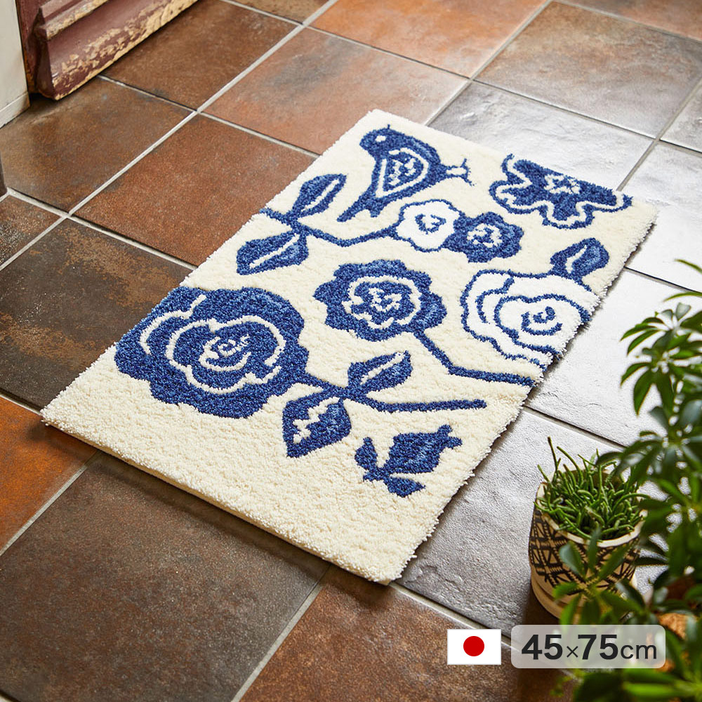 CUCO MAT クコマット 玄関マット リビング 寝室 防ダニ加工 滑り止め パイル 花 植物 鳥 動物 スミノエ DESIGN LIFE デザインライフ 日本製