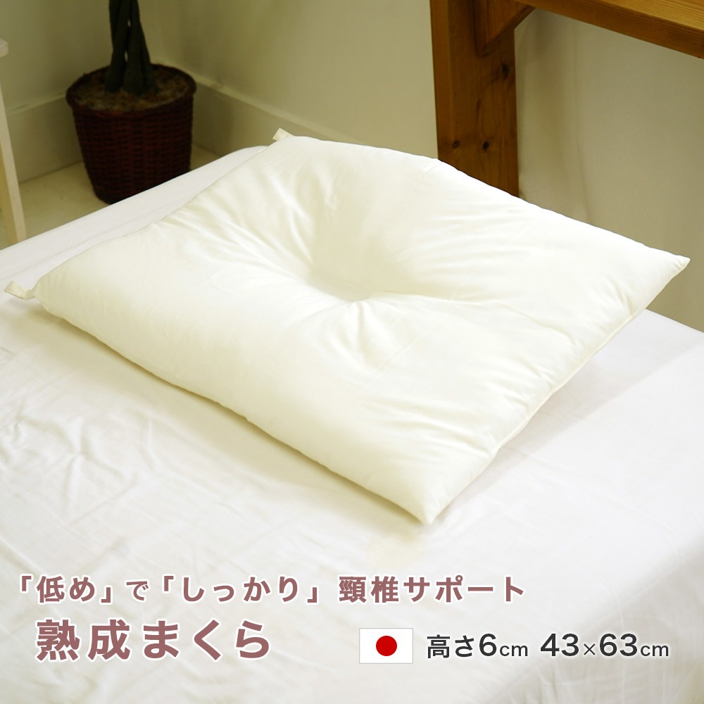 低め しっかり 熟成枕 丸洗いＯＫ 頸椎安定 くぼみ型 ウォッシャブル枕 高さ約6cm 43×63cm