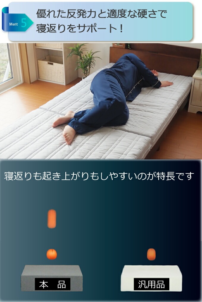 優れた反発力と適度な硬さで寝返りをサポート