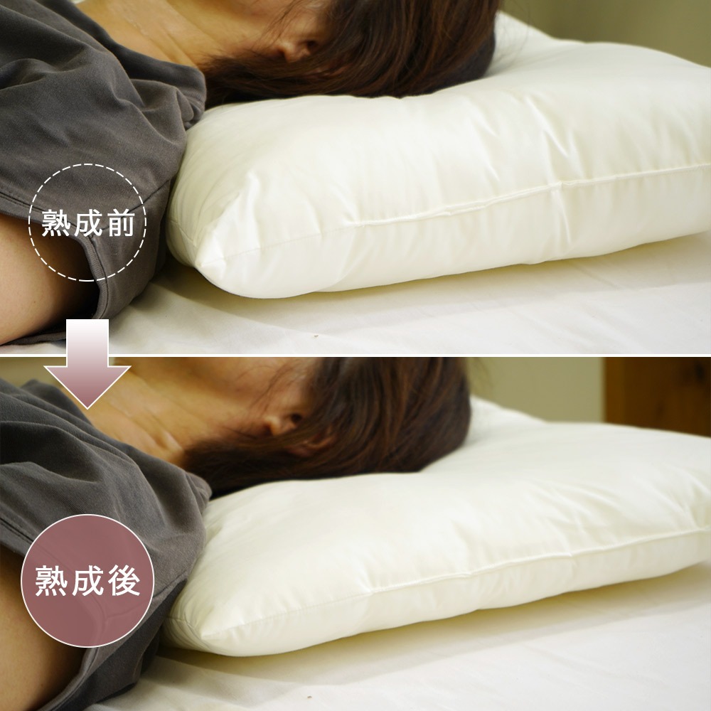 熟成後、熟成前の枕の寝ているイメージ比較