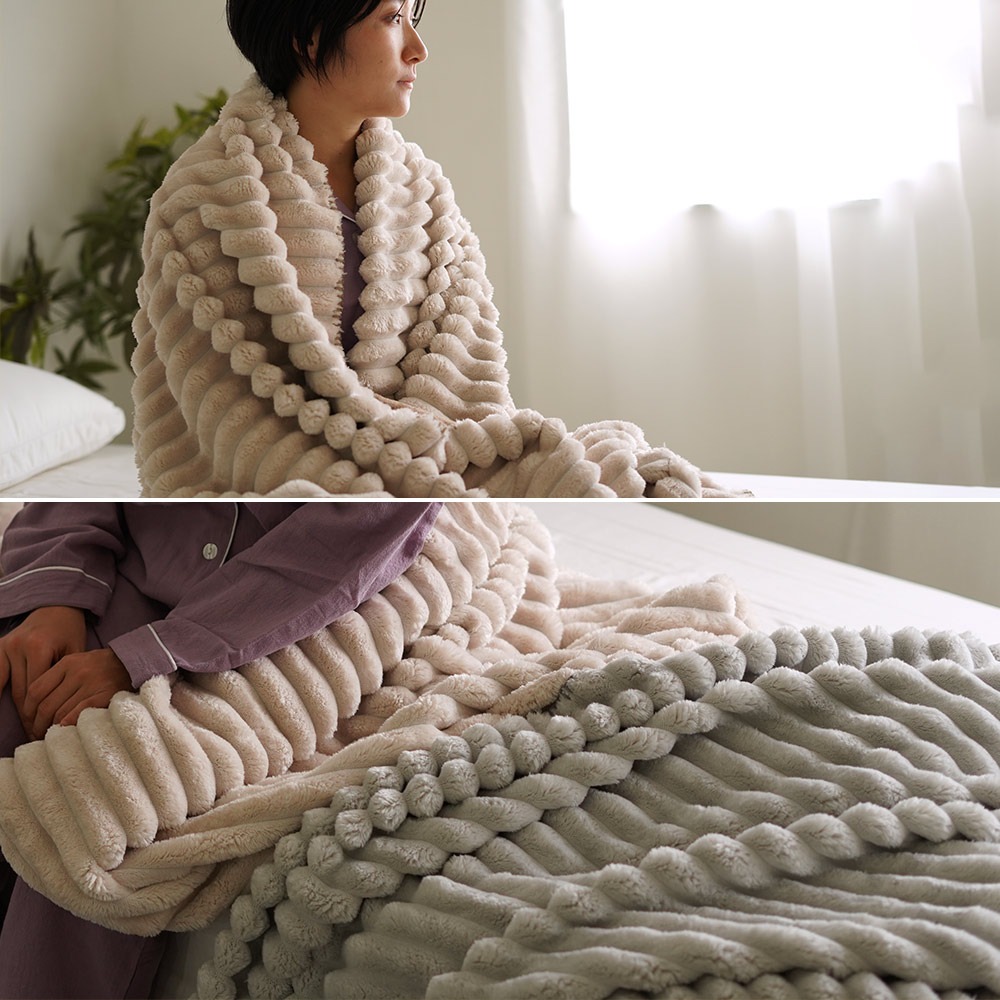 ふわとろ フランネルファー 合わせ毛布 使用イメージ
