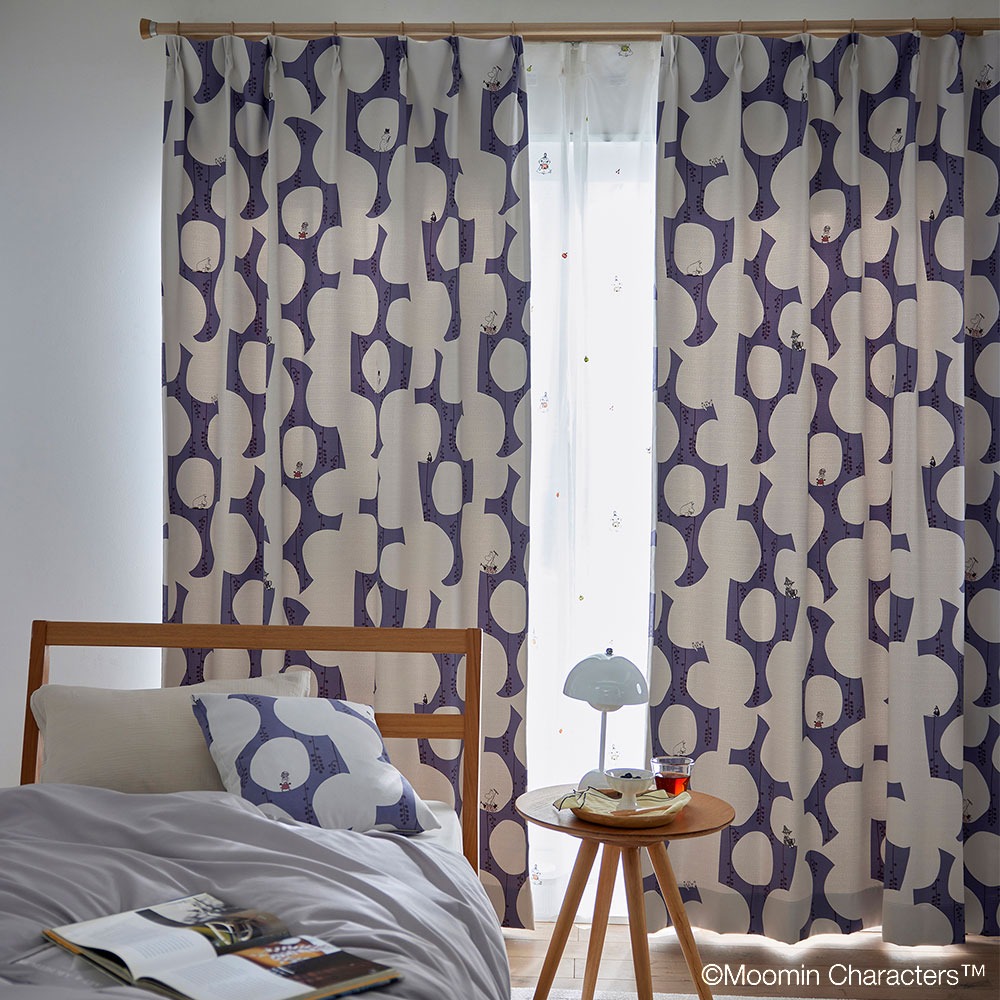 ムーミン ドレープ カーテン ベリーガーデン ダークブルー