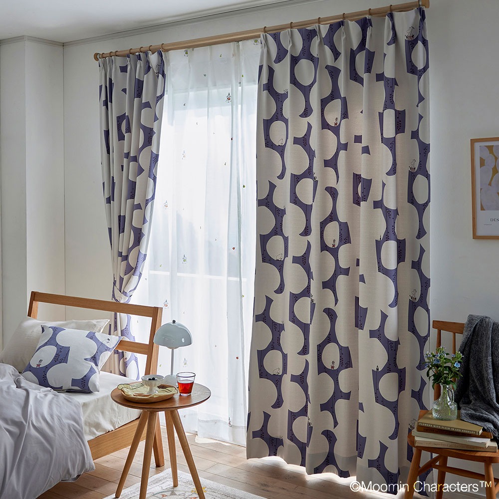 ムーミン ドレープ カーテン ベリーガーデン ダークブルー