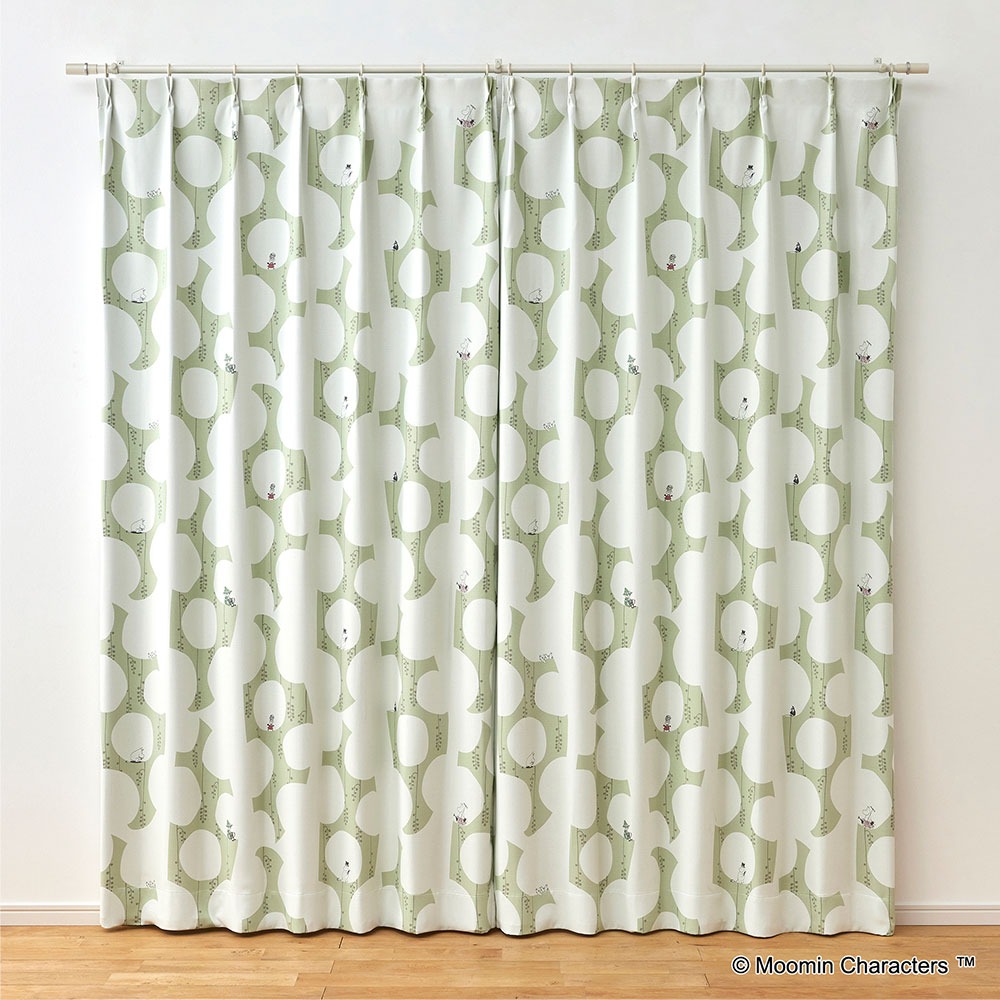 ムーミン ドレープ カーテン ベリーガーデン ライトグリーン