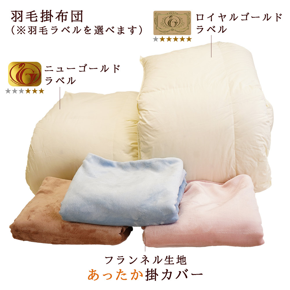 >暖かカバー付き 羽毛2点セット布団 詳細