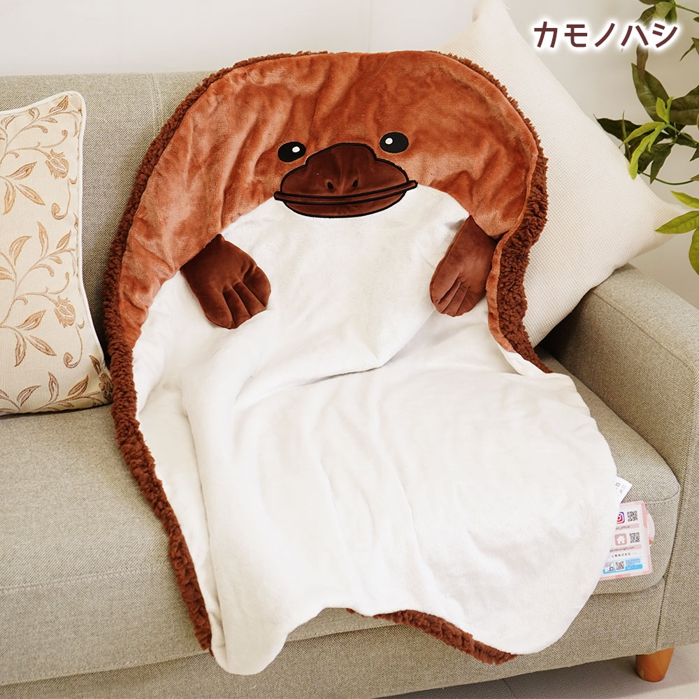 アニマル ハーフケット ひざ掛け 毛布 カモノハシ