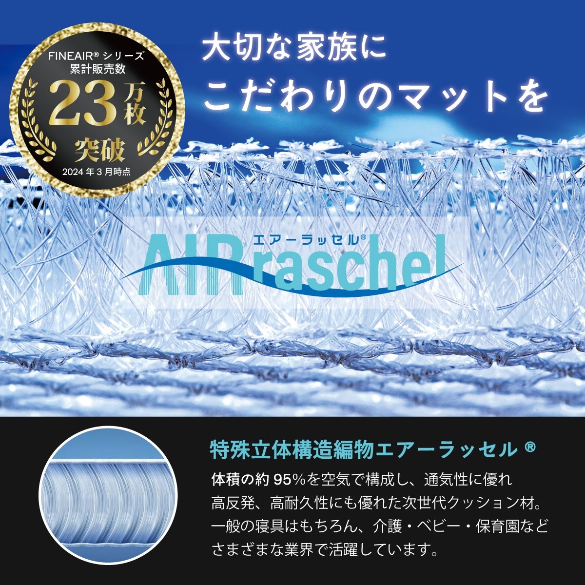 透湿防水ペットマットレス 大切な家族にこだわりのマットを エアーラッセル