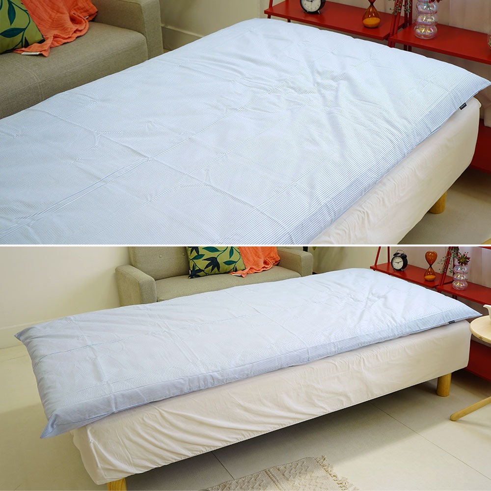 綿100% ストライプ柄 布団カバー ブルー