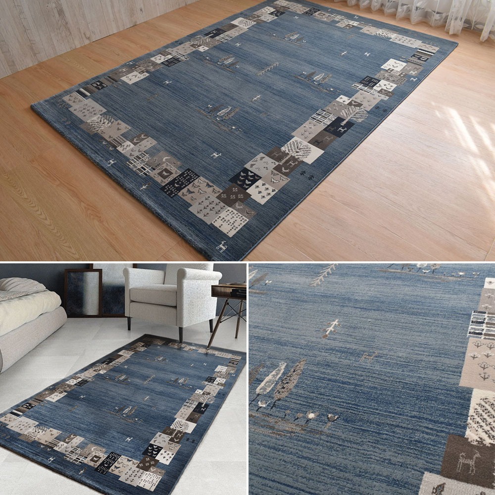 ウィルトン織ラグ・カーペット コルドバ ブルー